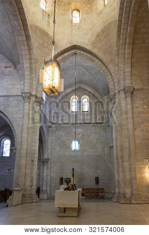 Jerusalem, Israel, September 07, 2019 : The Interior Of The Lutheran Church Of The Redeemer On Muris
