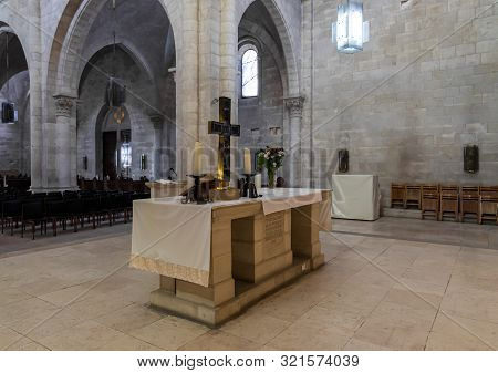Jerusalem, Israel, September 07, 2019 : The Interior Of The Lutheran Church Of The Redeemer On Muris