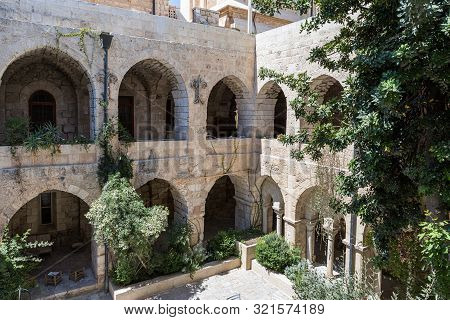 Jerusalem, Israel, September 07, 2019 : The Courtyard Of The Lutheran Church Of The Redeemer On Muri
