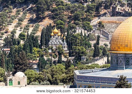 Jerusalem, Israel, September 07, 2019 : View Of The Church Of Mary Magdalene From The Bell Tower Of 