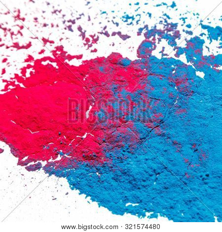 Abstract colorful Happy Holi background. Color vibrant powder isolated on white. Dust colored splash texture.