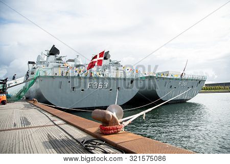 Copenhagen, Denmark - September 5, 2019: The Danish Frigates F361 And F363 Anchored In Copenhagen Ha