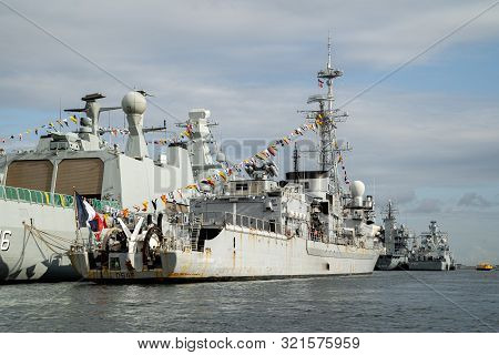 Copenhagen, Denmark - September 5, 2019: The French Frigate D645 La Motte-picquet Anchored In Copenh