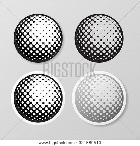 Set Of Four Golf Ball Stickers Isolated On Gray Background