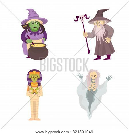 Vector Illustration Of Evil And Halloween Icon. Set Of Evil And Phantom Vector Icon For Stock.
