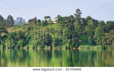 Waterside scenario vicino Ruwenzori nell'Africa