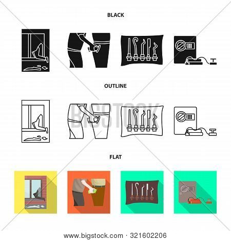 Vector Design Of Crime And Steal Sign. Collection Of Crime And Villain Stock Vector Illustration.