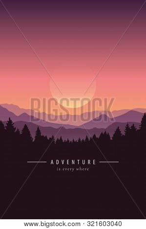 Adventure Purple Mountain Landscape Background Vector Illustration Eps10