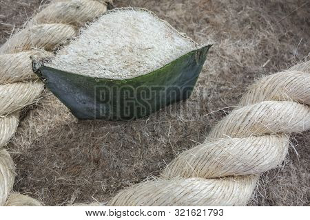 Sisal Fiber Texture. Background From Sisal. Sisal Fiber Products. Sisal Rope Abstract Background Tex