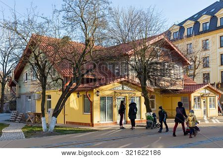 Zelenogradsk, Kaliningrad Region, Russia - April 02, 2019: Typical Old Historic German Building With