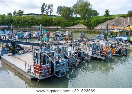 Ile Doleron, France - May 10, 2019: Port Le Chateau Doleron On The Island Oleron In France