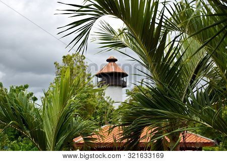 Kanchanaburi, Thailand, 09.09.2019: Beautiful Garden, Lake, Traditional Thai, Siamese Clothes, Build