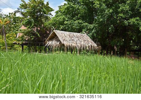 Kanchanaburi, Thailand, 09.09.2019: Beautiful Garden, Lake, Traditional Thai, Siamese Clothes, Build