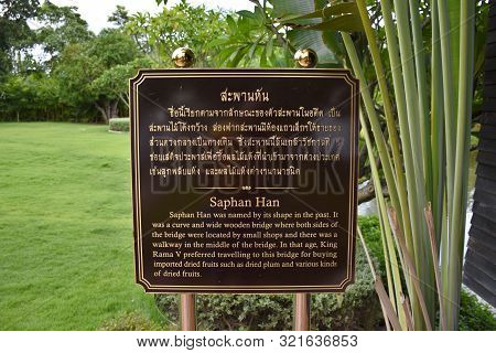 Kanchanaburi, Thailand, 09.09.2019: Beautiful Garden, Lake, Traditional Thai, Siamese Clothes, Build