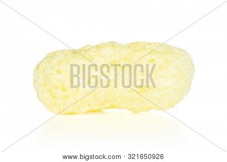 One Whole Salted Yellow Corn Puff Isolated On White Background