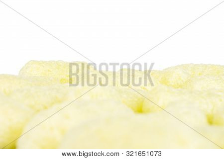 Lot Of Whole Salted Yellow Corn Puff Isolated On White Background