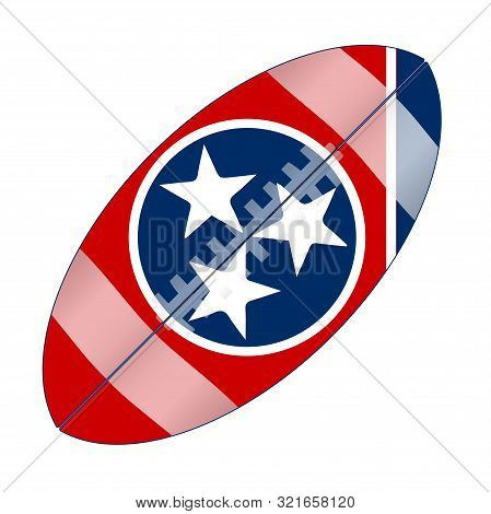 A Typical American Type Foorball Over A White Background With The Flag Of Tennessee