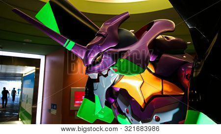 Hakata, Japan - Sep 10 2019: Statue Of Evangelion In Canal City Hakata.