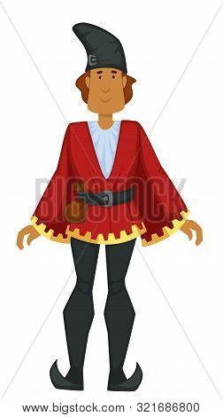 Gothic Fashion Clothes Design, Man In Vintage Clothing And Cone Hat