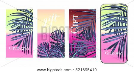 Template Bochure. Stories Layout For Social Media Design Background. Trendy Editable Tropical Templa