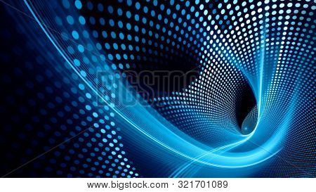 Abstract background element. Fractal graphics series. Three-dimensional composition of dynamic curves and mosaic halftone effects. Wide format high resolution image. 3d illustration.