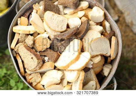 Dry Rusk Bread Basket Close Up Photo