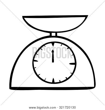 Black And White Vector Illustration Of Kitchen Scale
