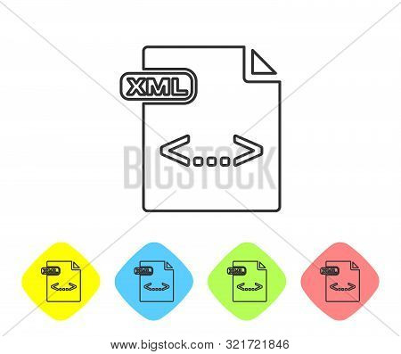 Grey Line Xml File Document. Download Xml Button Icon Isolated On White Background. Xml File Symbol.