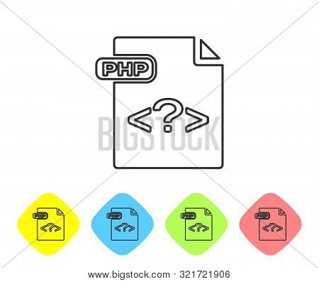 Grey Line Php File Document. Download Php Button Icon Isolated On White Background. Php File Symbol.