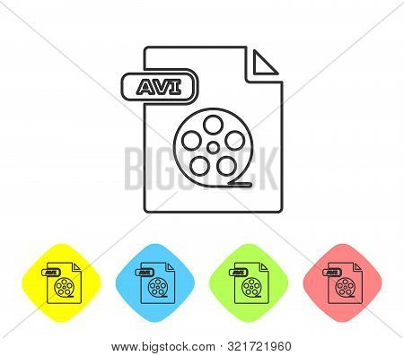 Grey Line Avi File Document. Download Avi Button Icon Isolated On White Background. Avi File Symbol.