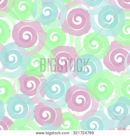 Vector Illustration.colorful Brush Stroke Spirals On White Background Seamless Pattern
