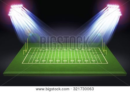 Football Stadium With White Lines Marking The Pitch. Perspective Of Football Field. Perspective Elem
