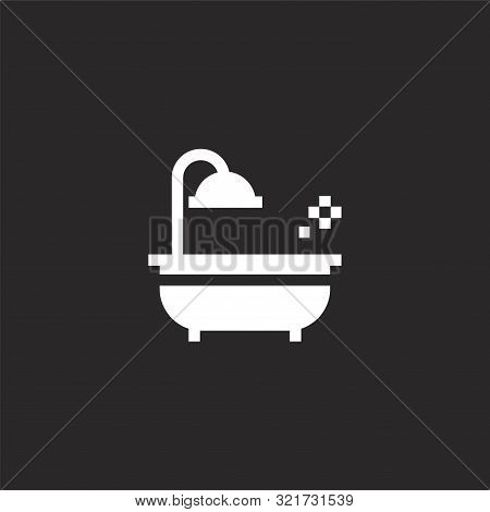 Bathtub Icon. Bathtub Icon Vector Flat Illustration For Graphic And Web Design Isolated On Black Bac