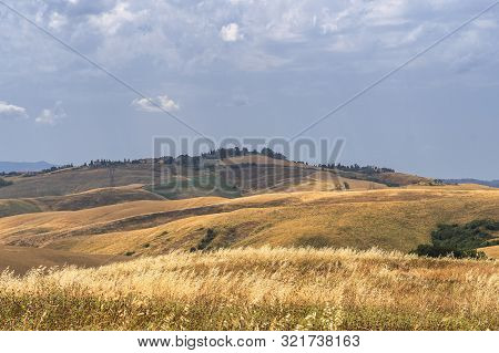 Summer Landscape Along The Road From Gambassi Terme To Volterra, Tuscany, Italy
