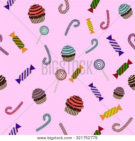 Vector Pattern Of Sweets And Candies For Children Wallpaper