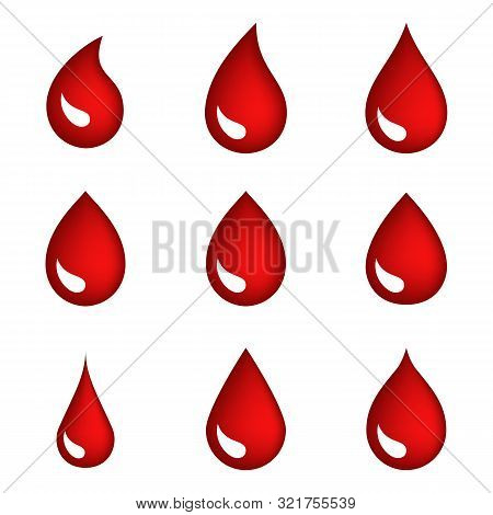 Red Bood Drops Icons Or Bleeding Symbols Collection Isolated