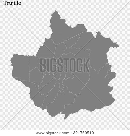 High Quality Map Of Trujillo Is A State Of Venezuela, With Borders Of The Municipalities