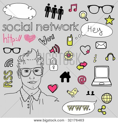 Social media sieci połączeń gryzmoły
