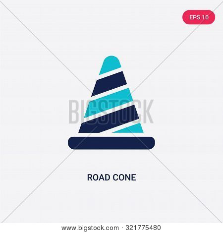 two colored road cone vector icon from airport terminal.