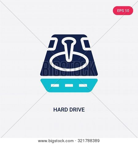 two colored hard drive vector icon from big data.