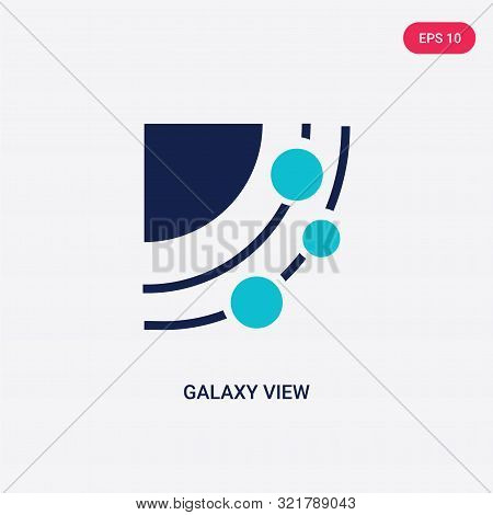 two colored galaxy view vector icon from astronomy.
