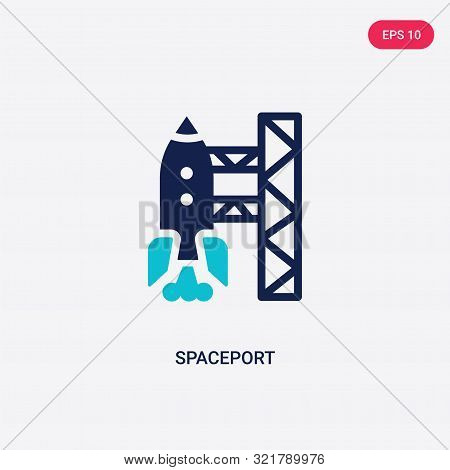 two colored spaceport vector icon from astronomy.