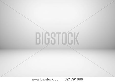 Abstract Gray Empty Room Wall Studio Gradient Background With White Gradient, Simple 3d Illustration