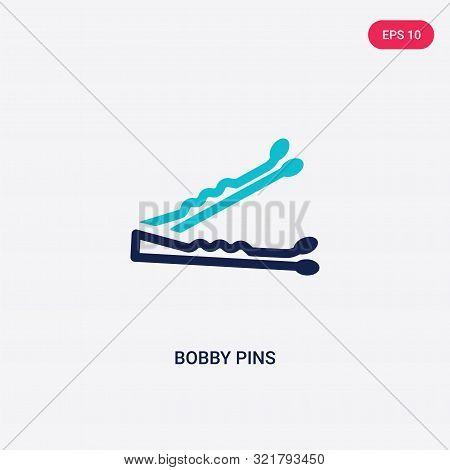 two colored bobby pins vector icon from beauty.