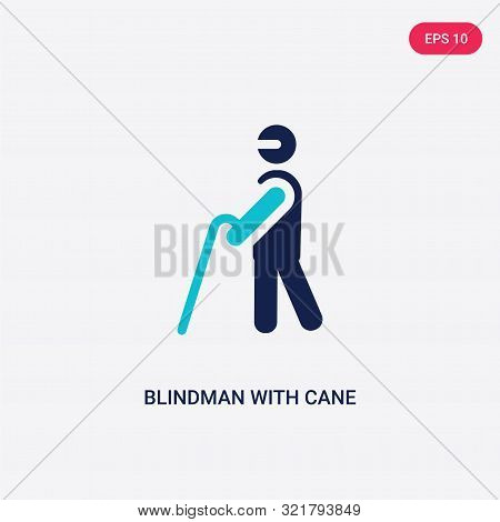two colored blindman with cane vector icon from behavior.