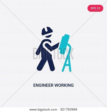 two colored engineer working vector icon from behavior.