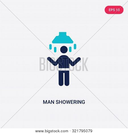 two colored man showering vector icon from behavior.