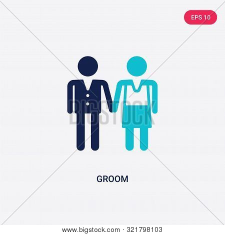 two colored groom vector icon from love wedding.