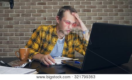A Frustrated Man Cannot Concentrate, Having A Block Of Writers, A Lack Of New Ideas, Or A Creative C