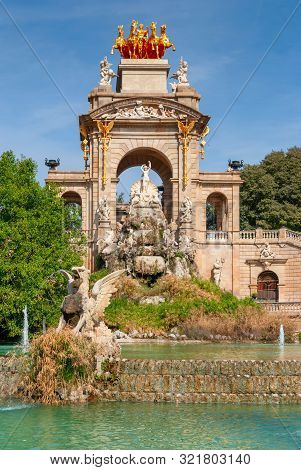View Of Cascada At Parc De La Ciutadella. Barcelona. Spain.